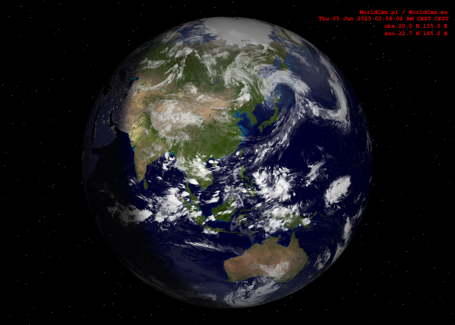 Sunlight map orthographic - Asia