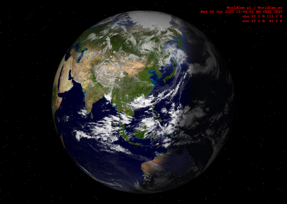 Sunlight map orthographic - Asia