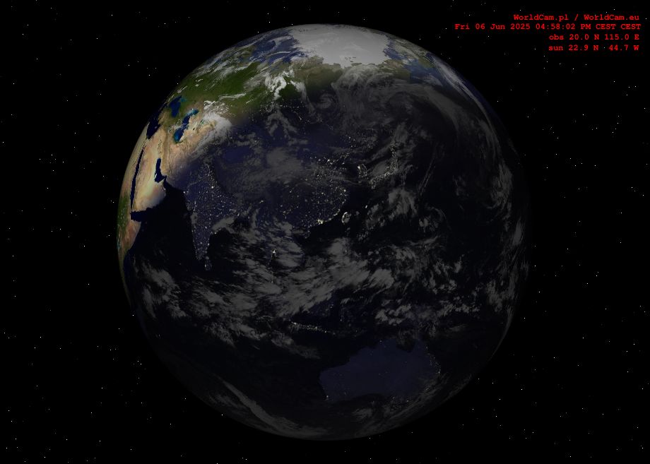 Sunlight map orthographic - Asia