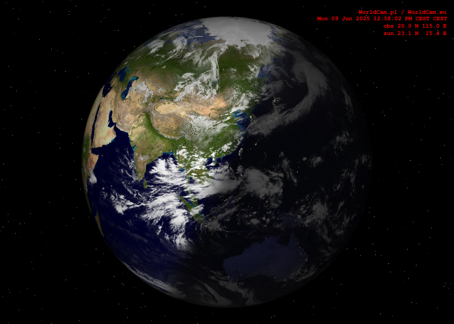 Sunlight map orthographic - Asia