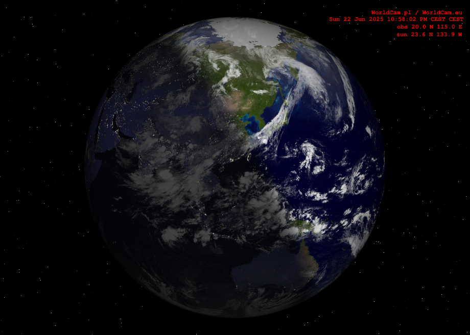 Sunlight map orthographic - Asia