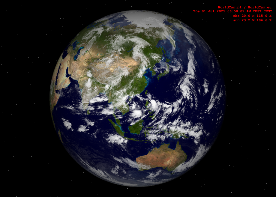 Sunlight map orthographic - Asia