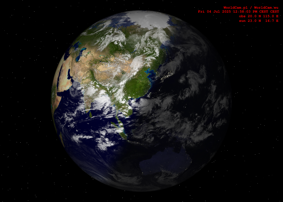 Sunlight map orthographic - Asia