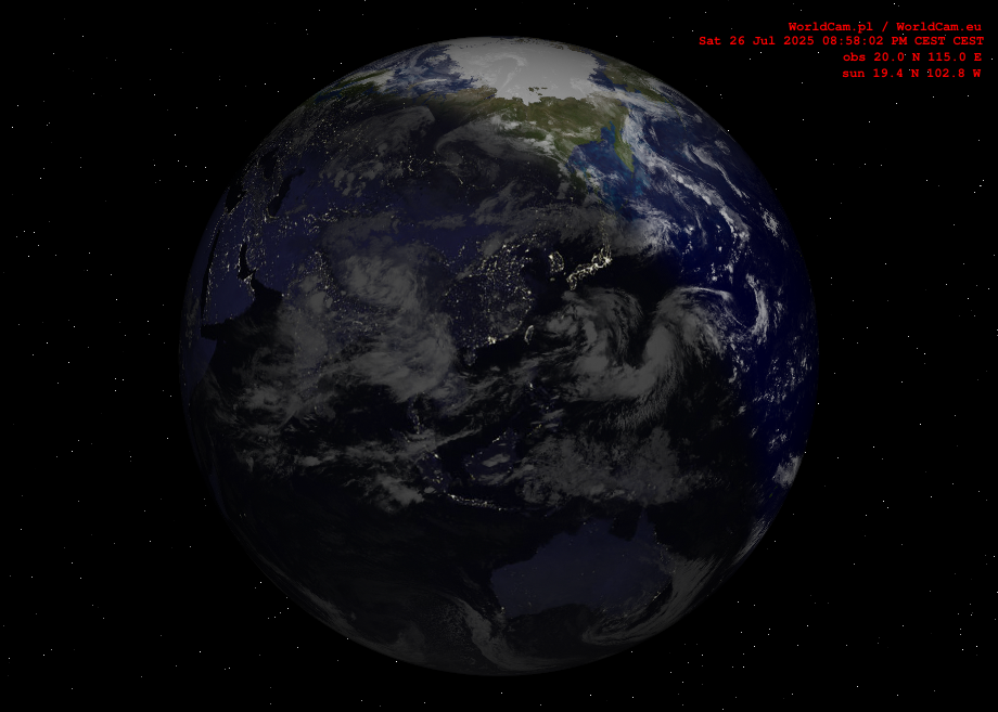 Sunlight map orthographic - Asia