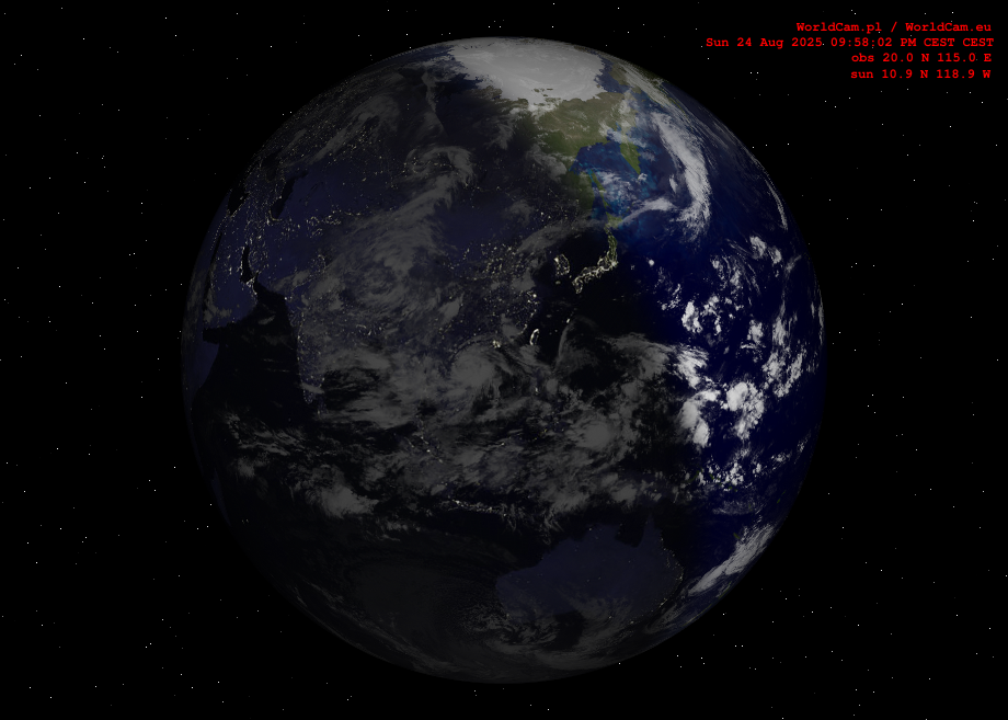 Sunlight map orthographic - Asia