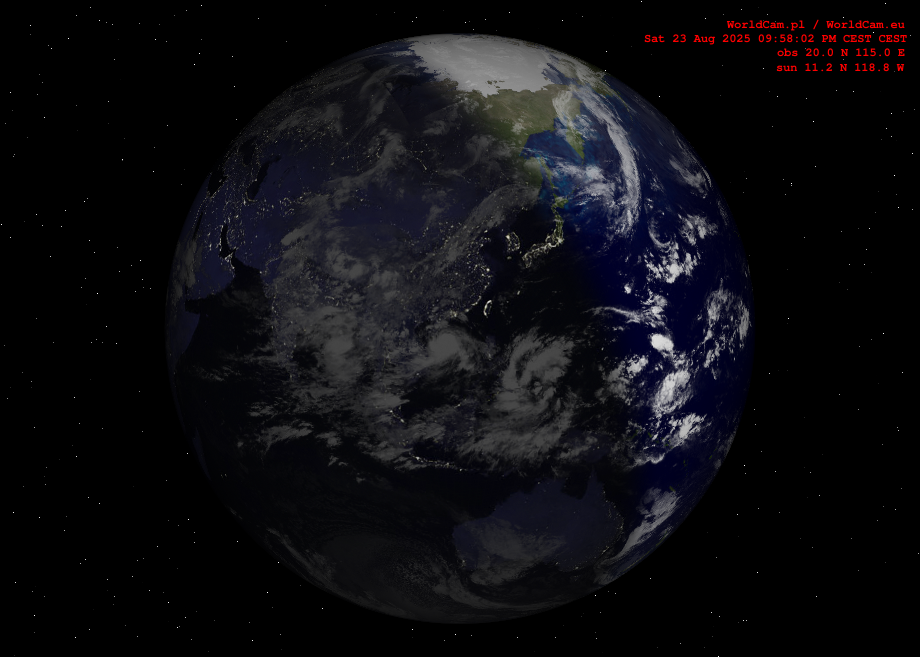 Sunlight map orthographic - Asia