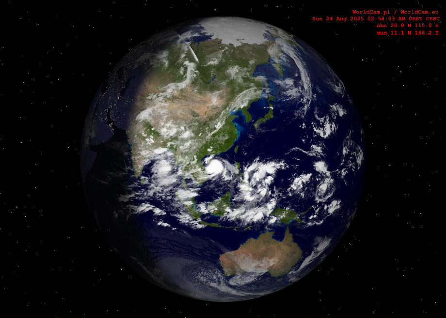 Sunlight map orthographic - Asia