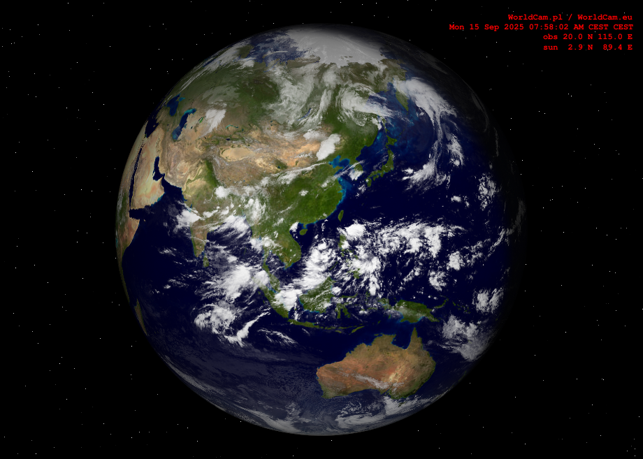 Sunlight map orthographic - Asia