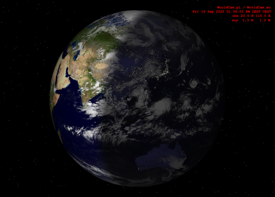 Sunlight map orthographic - Asia