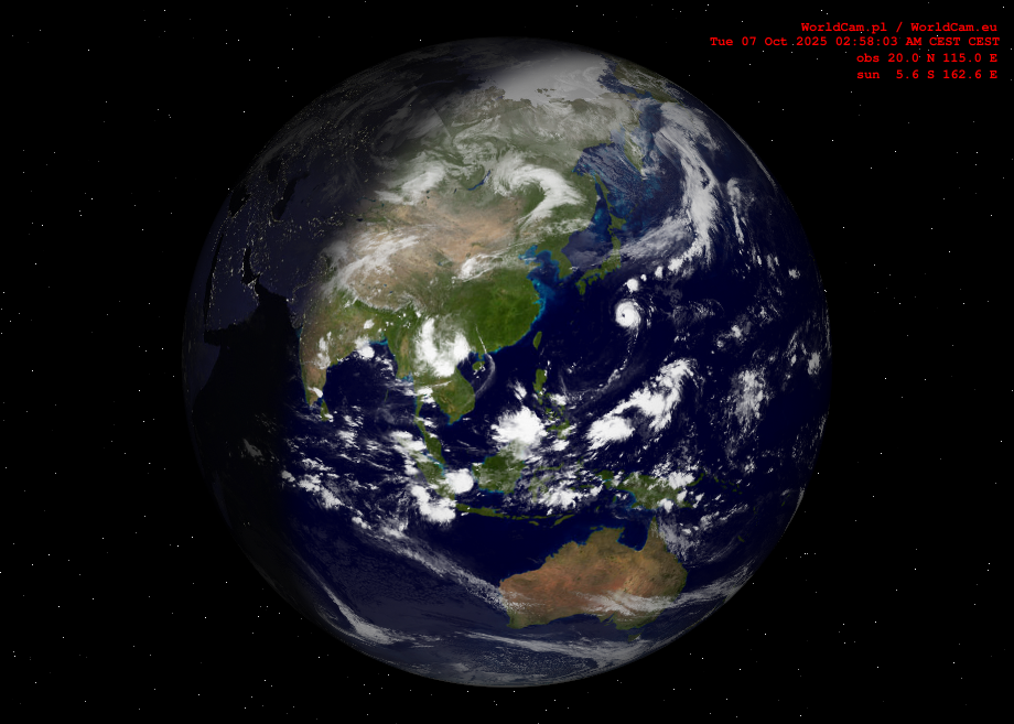 Sunlight map orthographic - Asia