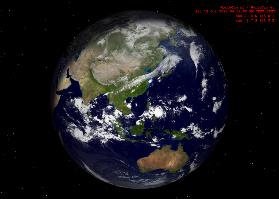 Sunlight map orthographic - Asia