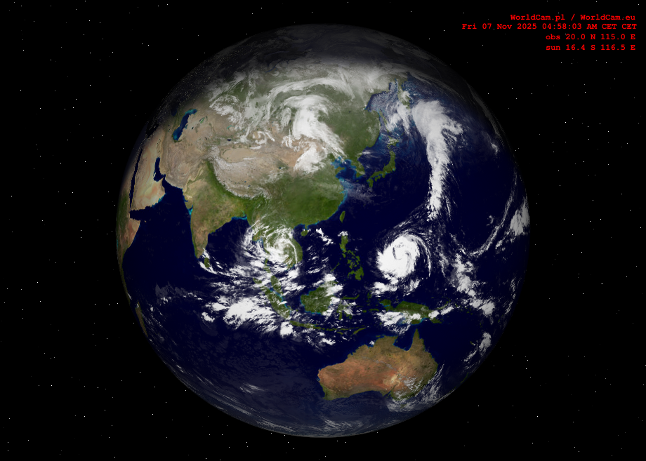 Sunlight map orthographic - Asia