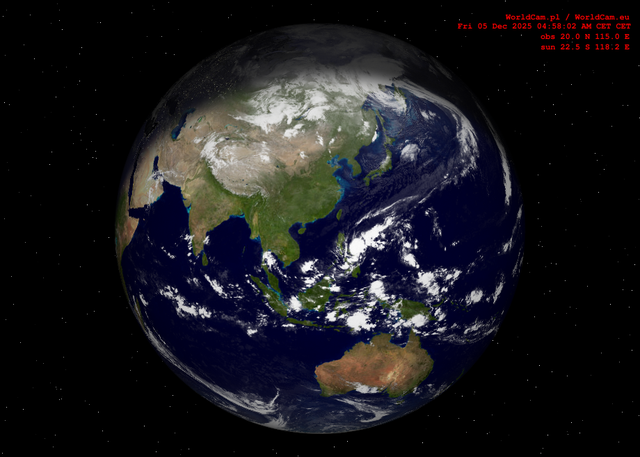 Sunlight map orthographic - Asia