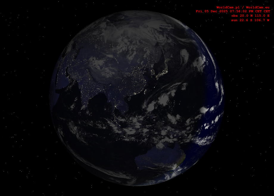Sunlight map orthographic - Asia