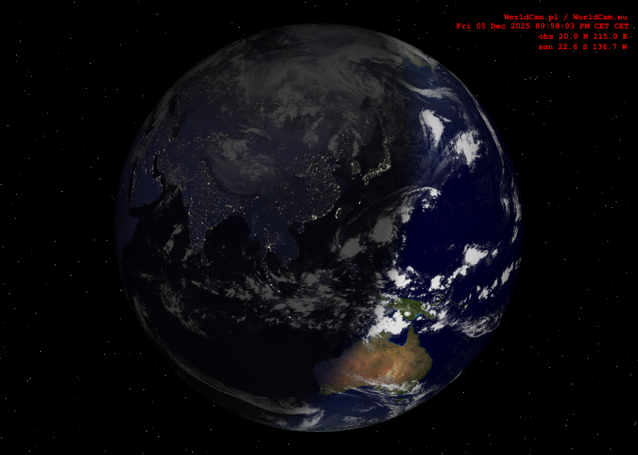 Sunlight map orthographic - Asia