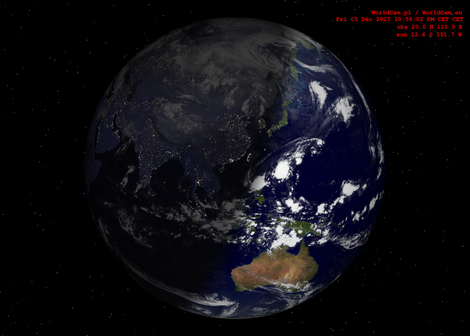 Sunlight map orthographic - Asia