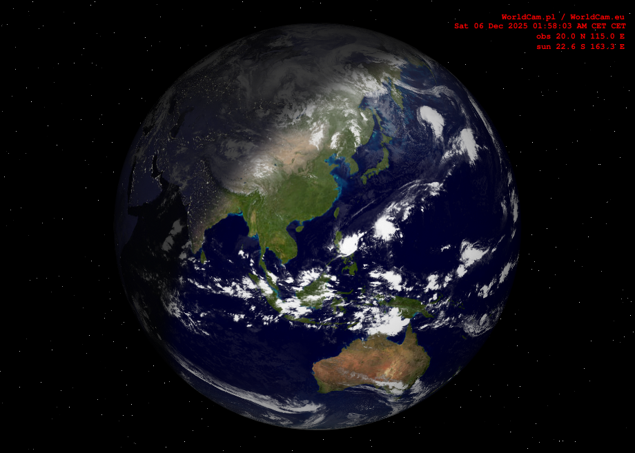 Sunlight map orthographic - Asia