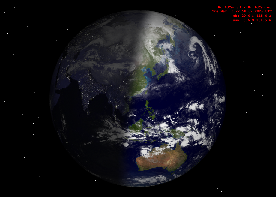 Sunlight map orthographic - Asia
