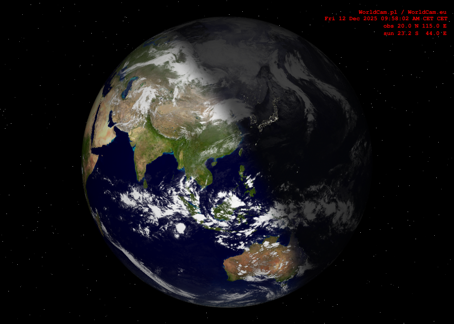Sunlight map orthographic - Asia