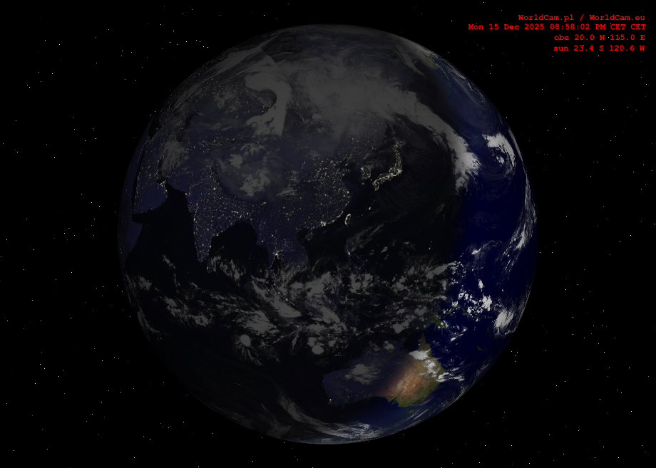 Sunlight map orthographic - Asia