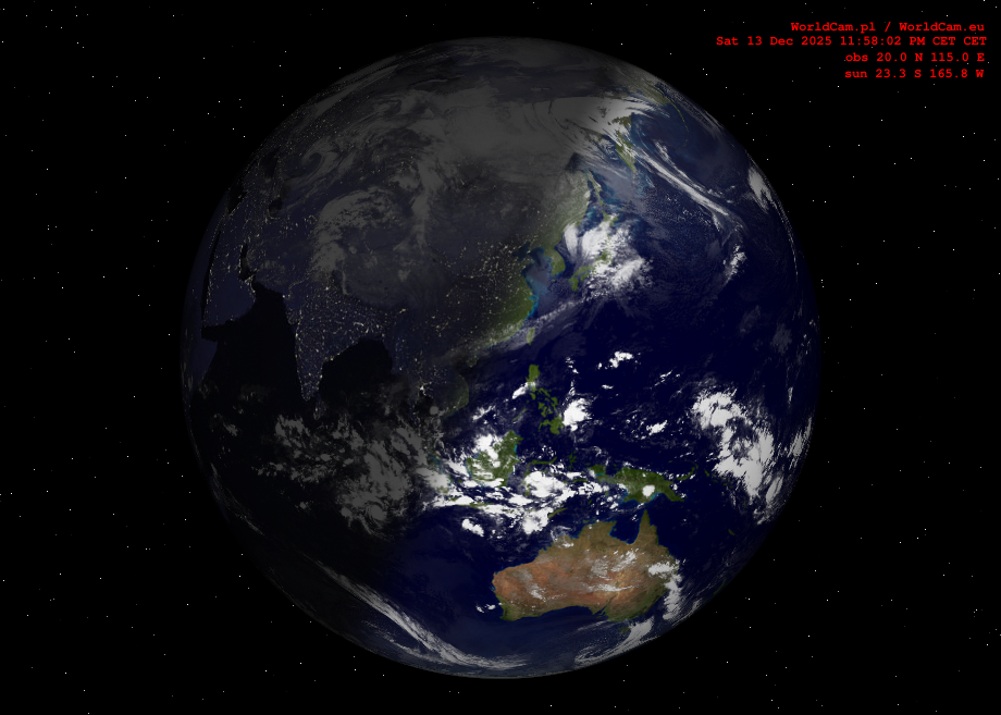 Sunlight map orthographic - Asia