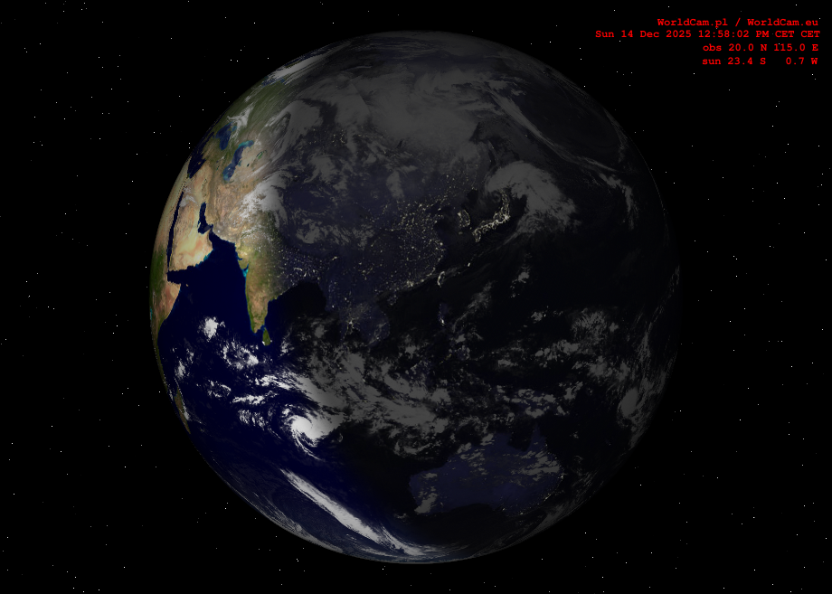 Sunlight map orthographic - Asia