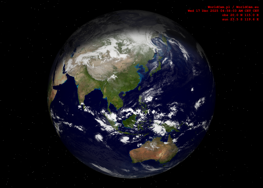 Sunlight map orthographic - Asia