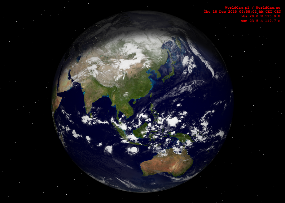 Sunlight map orthographic - Asia