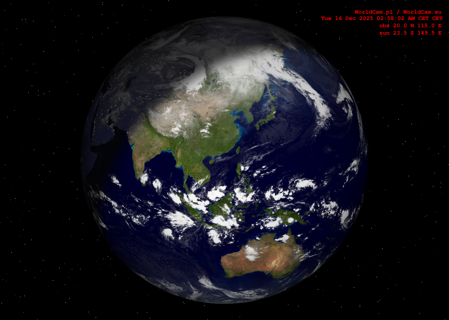 Sunlight map orthographic - Asia