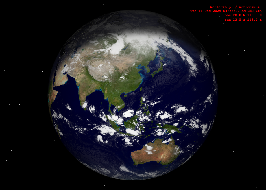 Sunlight map orthographic - Asia