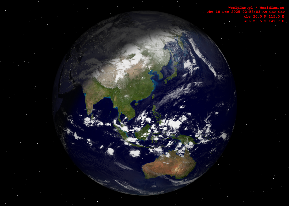 Sunlight map orthographic - Asia