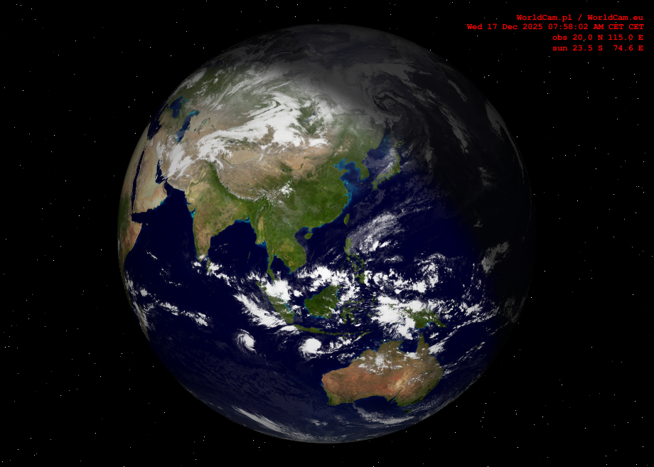 Sunlight map orthographic - Asia