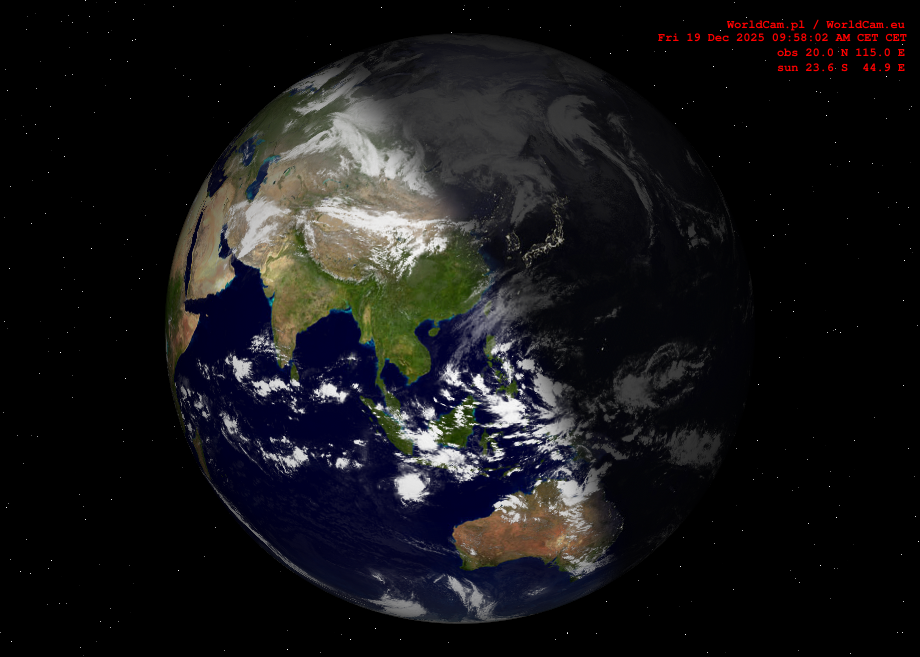 Sunlight map orthographic - Asia