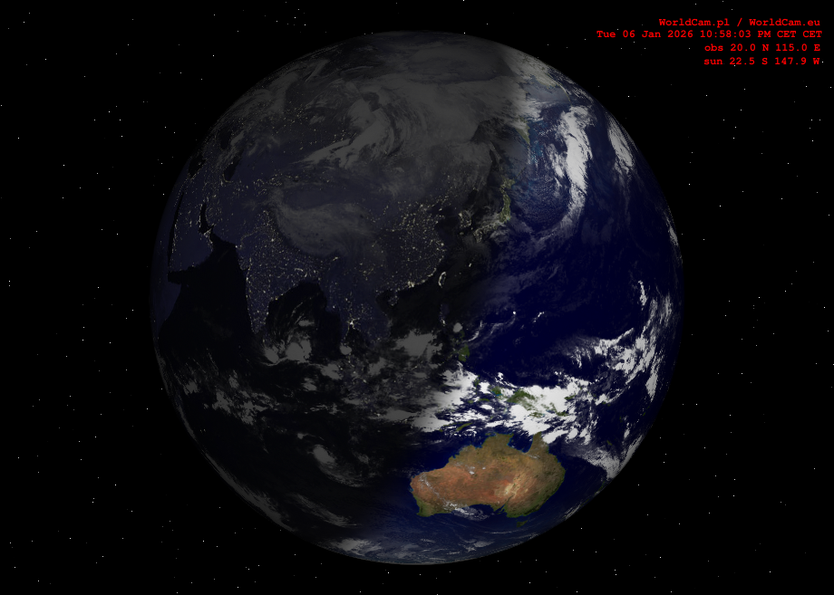 Sunlight map orthographic - Asia