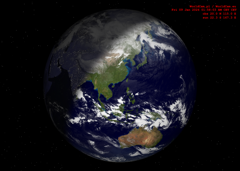 Sunlight map orthographic - Asia