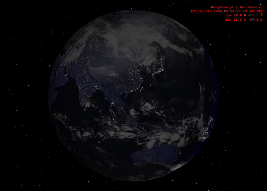 Sunlight map orthographic - Asia