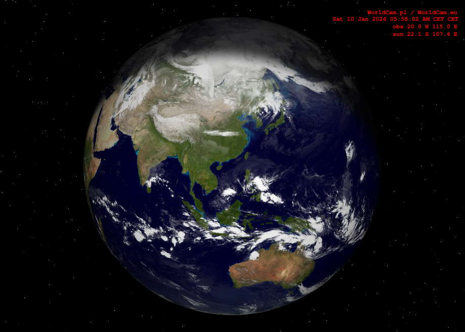 Sunlight map orthographic - Asia