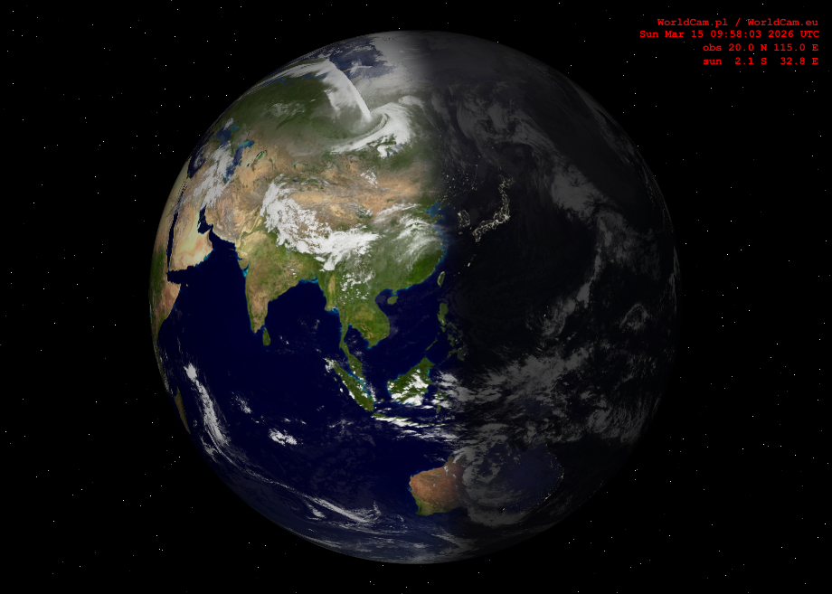 Sunlight map orthographic - Asia