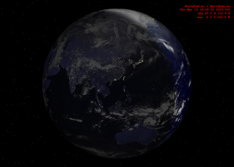 Sunlight map orthographic - Asia