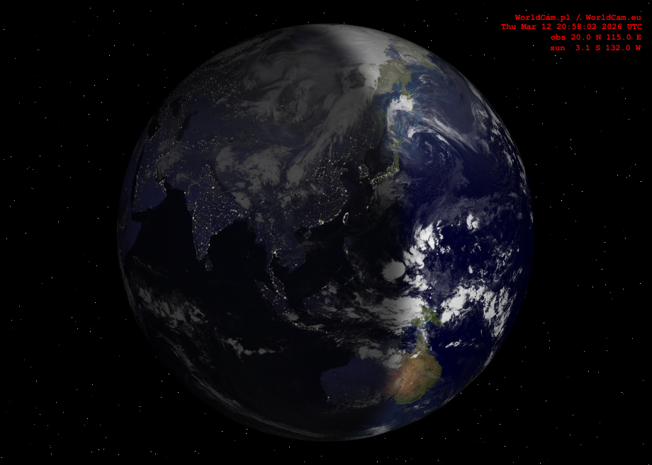 Sunlight map orthographic - Asia
