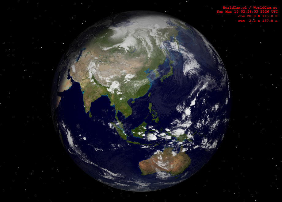 Sunlight map orthographic - Asia