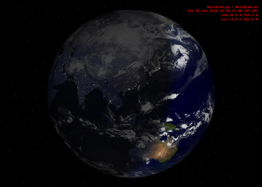 Sunlight map orthographic - Asia