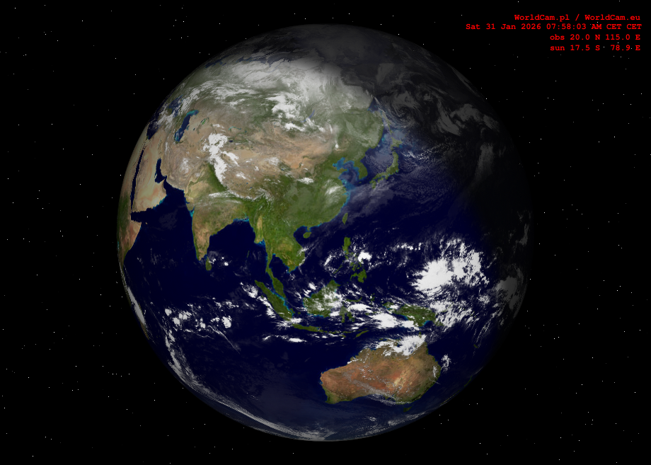 Sunlight map orthographic - Asia