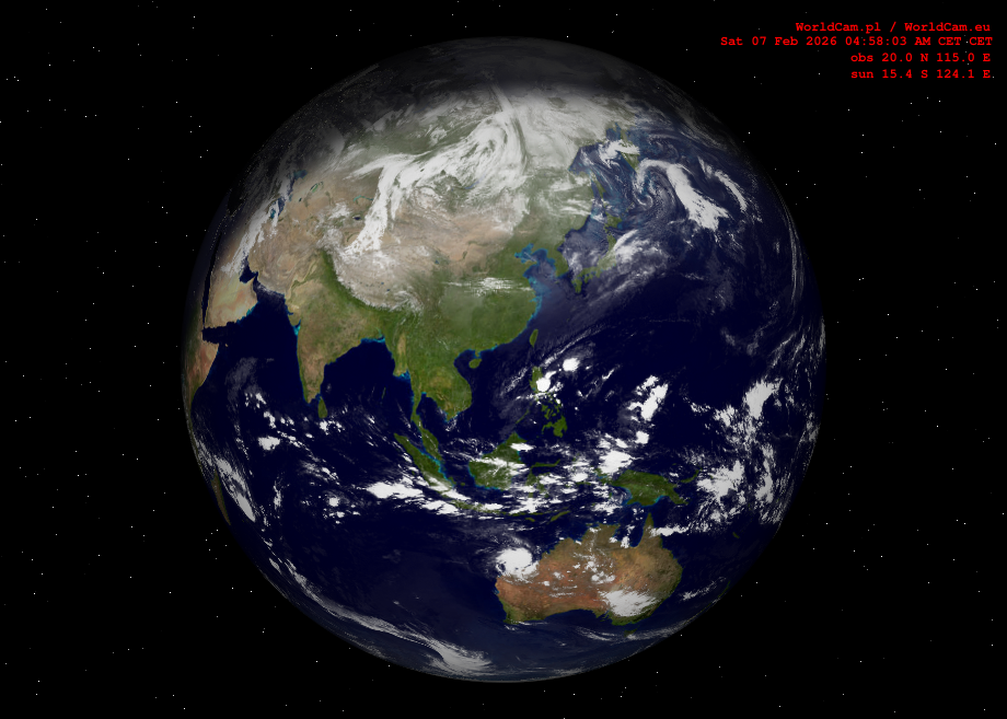 Sunlight map orthographic - Asia