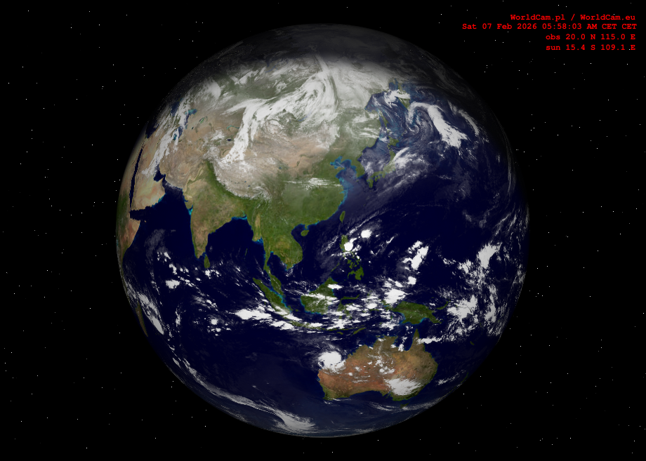 Sunlight map orthographic - Asia