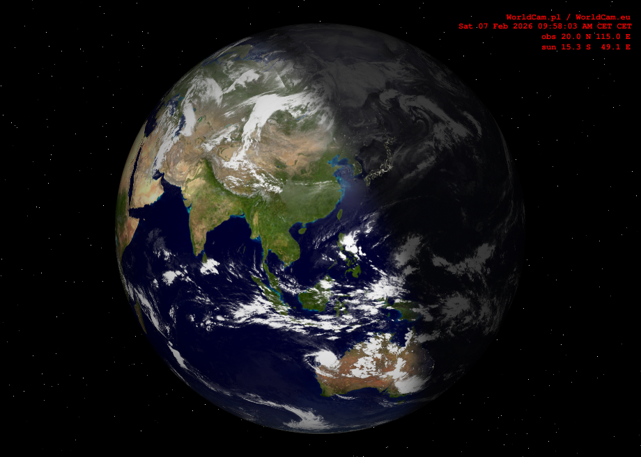 Sunlight map orthographic - Asia