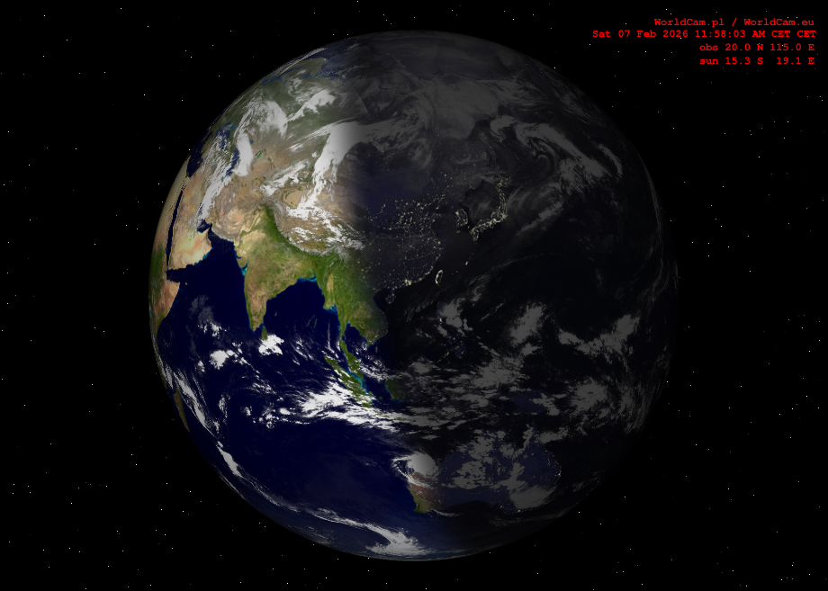 Sunlight map orthographic - Asia