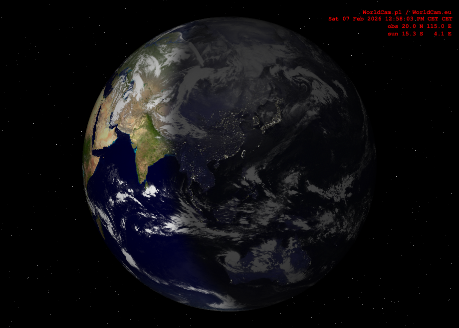 Sunlight map orthographic - Asia