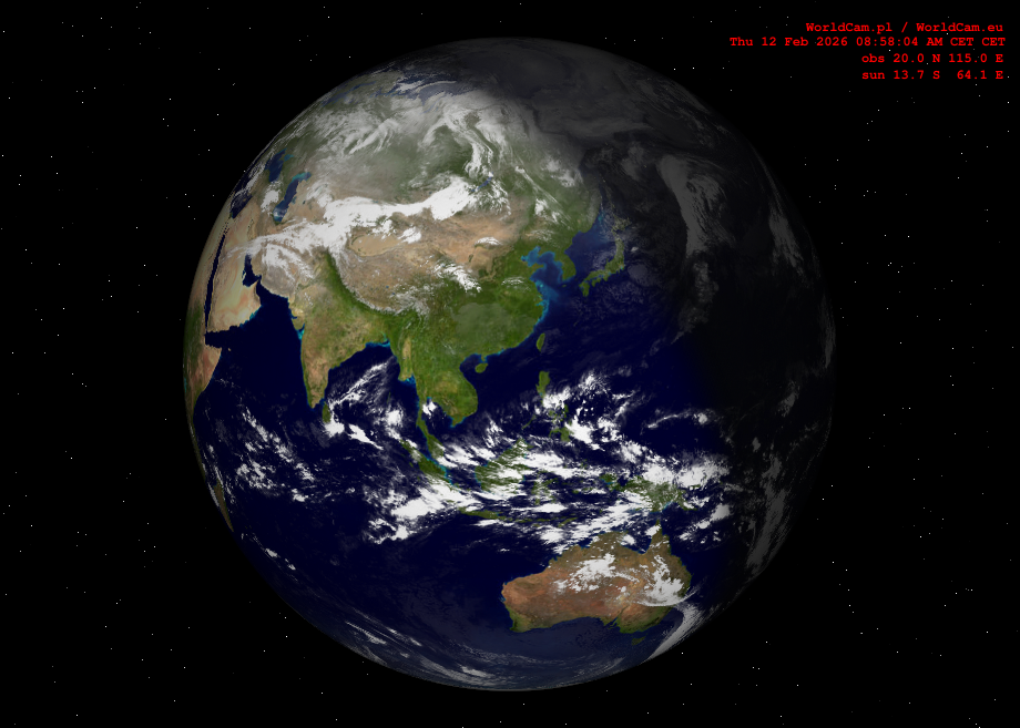 Sunlight map orthographic - Asia