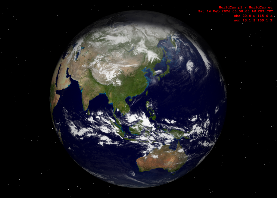 Sunlight map orthographic - Asia